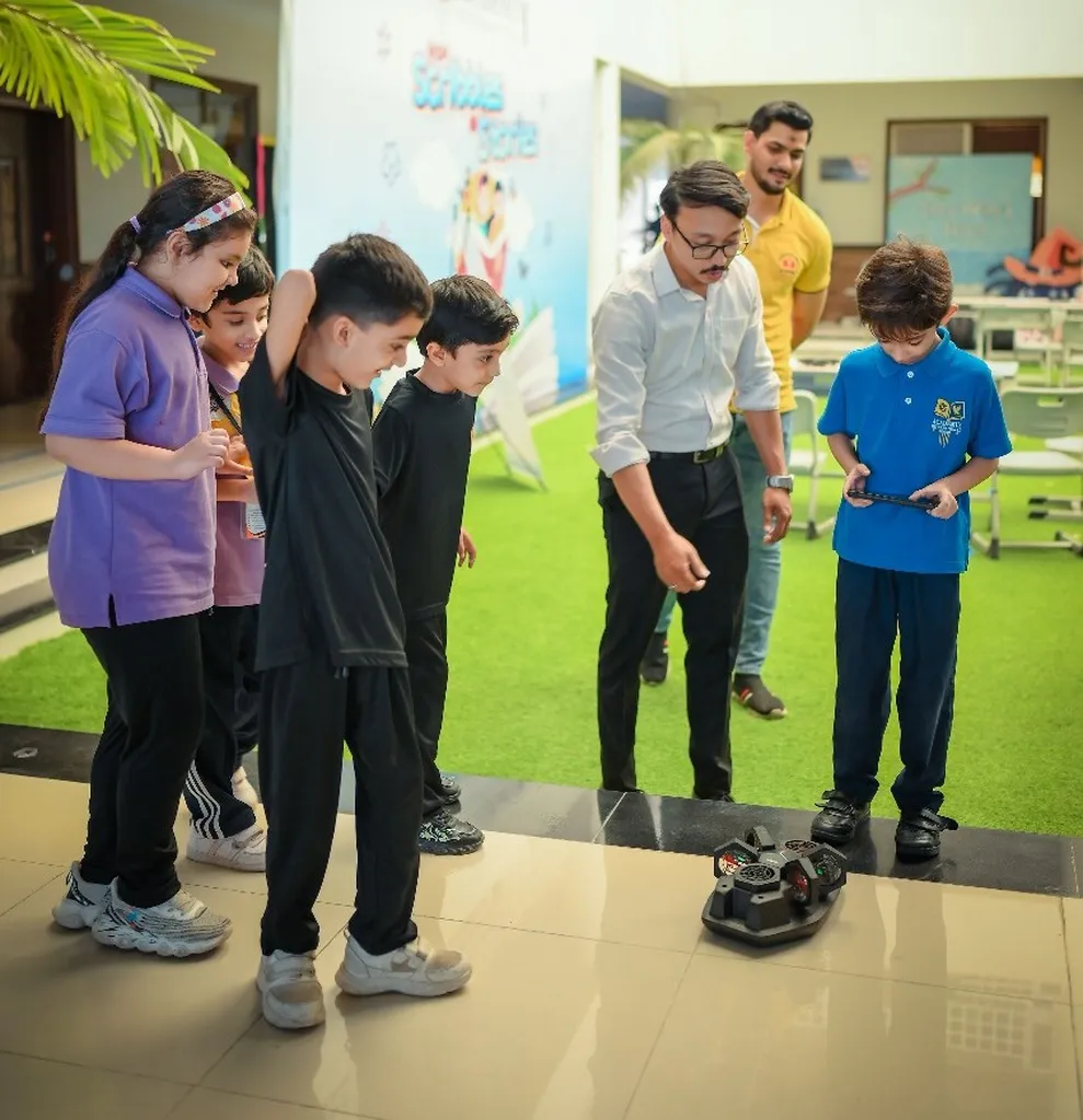 Students testing robotics project
